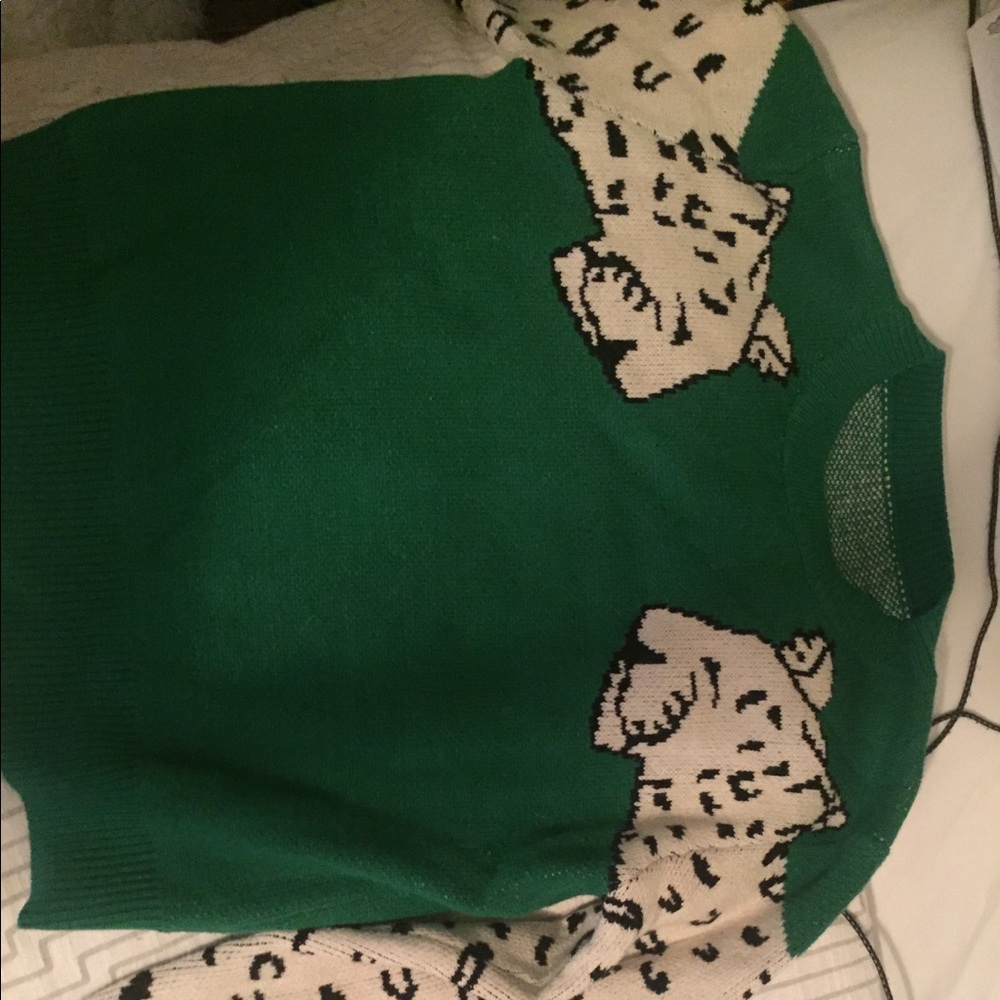 Green leopard sweater